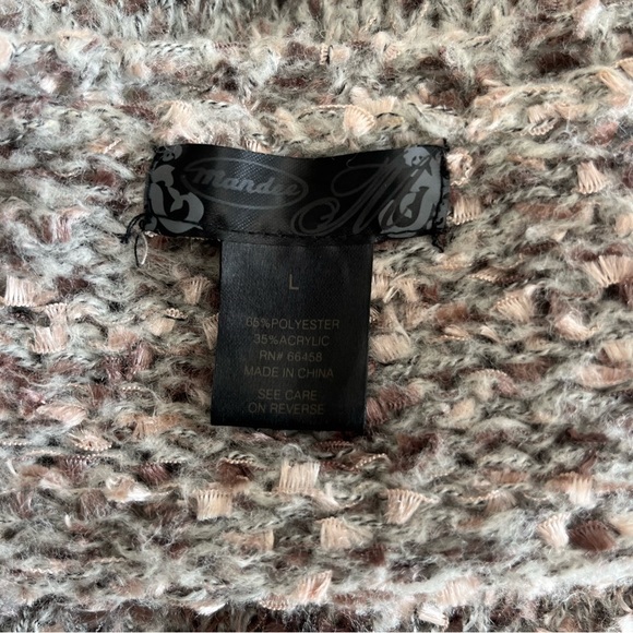 Mandee Fuzzy Speckled Chunky Knit Sweater Cream Brown Sz L - Picture 16 of 16